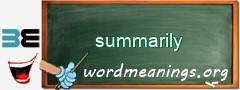 WordMeaning blackboard for summarily